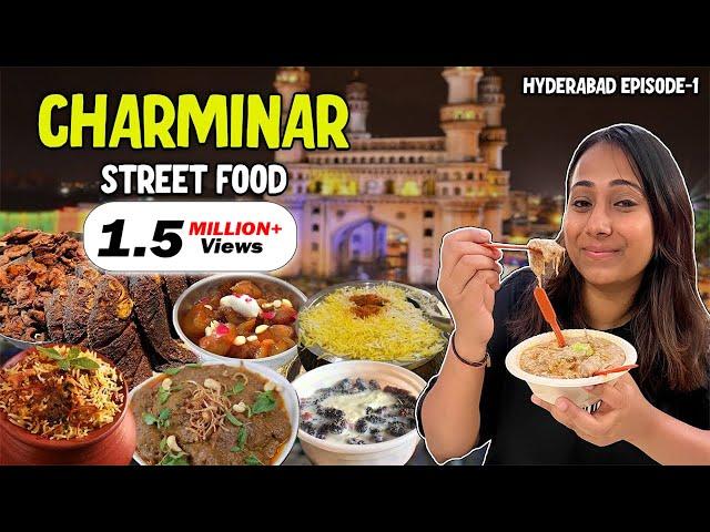 Hyderabad CHARMINAR Food Vlog | Biryani, Tawa Fish, Haleem, Mulberry Malai & More | Episode-1