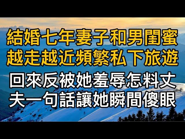 結婚七年妻子和男閨蜜越走越近頻繁私下旅遊，回來反被她羞辱怎料丈夫一句話讓她瞬間傻眼！真實故事 ｜都市男女｜情感｜男閨蜜｜妻子出軌｜楓林情感