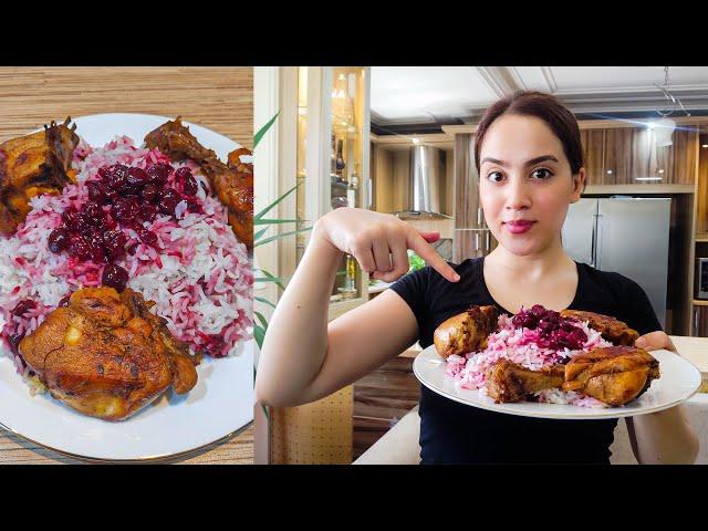 How To Make Sour Cherry Rice with chicken |Persian Albaloo polo!!!