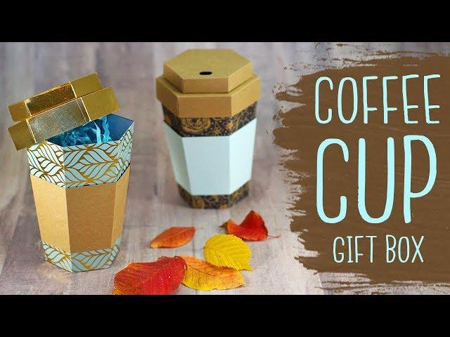 Coffee Cup Gift Box Papercraft Tutorial + Free Template  DIY Gift Box