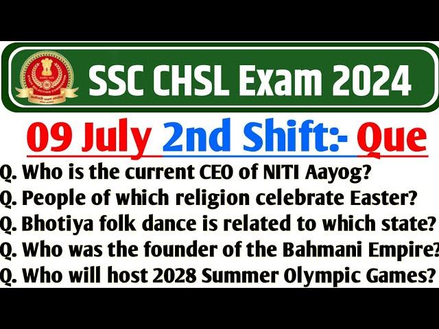 ssc chsl 9 july 2nd shift | ssc chsl analysis 9 july | chsl 9 july shift 2 gk | chsl analysis 2024