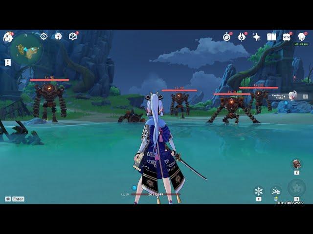 Solo C0 Ayaka (69 HP) vs 4 Ruin Guards | Genshin Impact