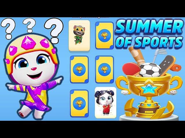 Talking Tom Gold Run Summer of Sports event Lucky Cards Super Tom & Lucky Angela unlocked vs Raccoon