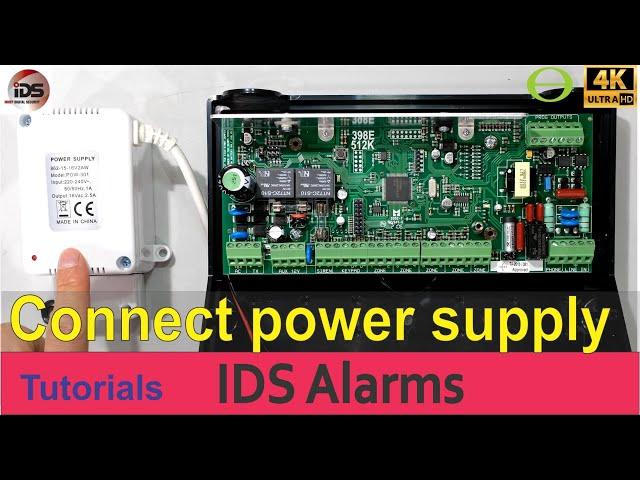 How to connect and wire a power supply transformer to the IDS alarm system panel