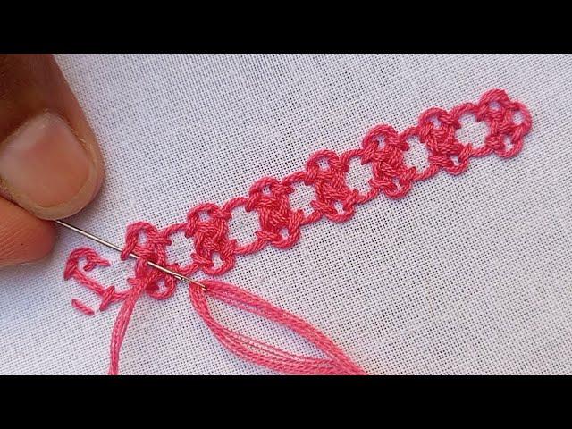 Gorgeous Simple BorderLine Stitch for Beginners|Hand Embroidery Tricking Design| border embroidery