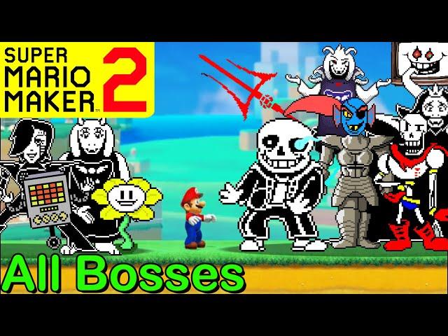 Mario Maker 2 - ALL UNDERTALE BOSSES (Super Mario Maker 2 Boss Battles)(Sans, Papyrus, Omega Flowey)