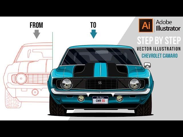 Chevrolet Camaro | How to Illustrate a CAR | VECTOR CAR tutorial