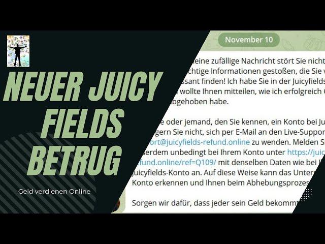 Unglaublich! Ein NEUER Juicy Fields Betrug.