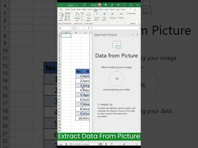 Excel Hack to extract data from a picture