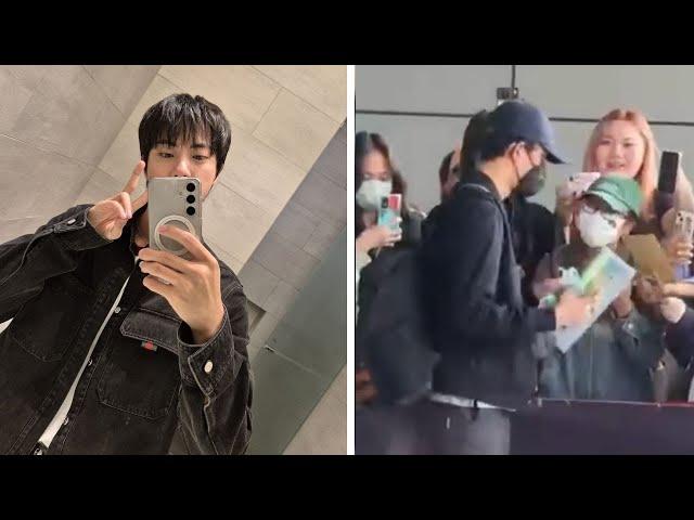 Greeting fans in the capital, Jin BTS looks very friendly, Christmas vacation?