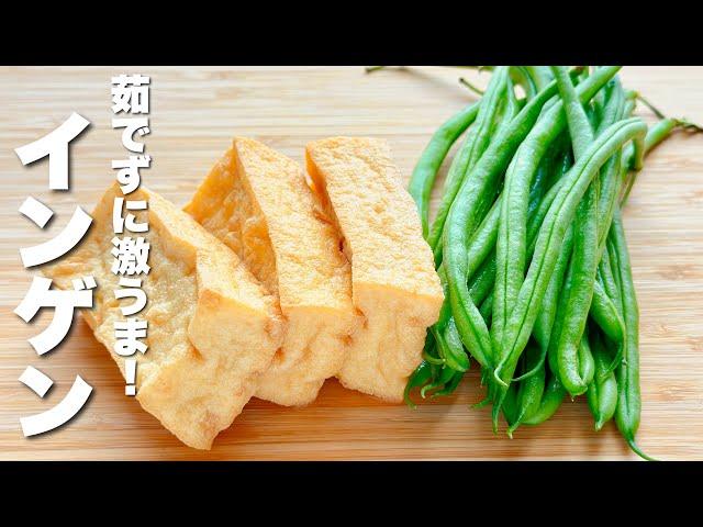 【インゲン豆の簡単レシピ】茹でずに厚揚げと炒めるだけ！激うま