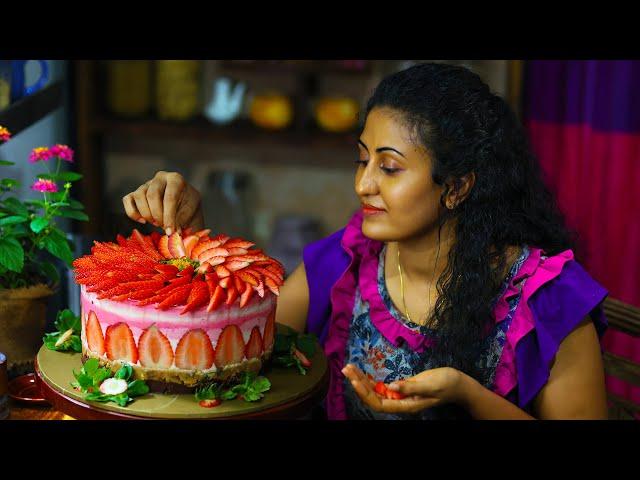 How to make an eye catching strawberry pudding dessert  | Food recipes from nature