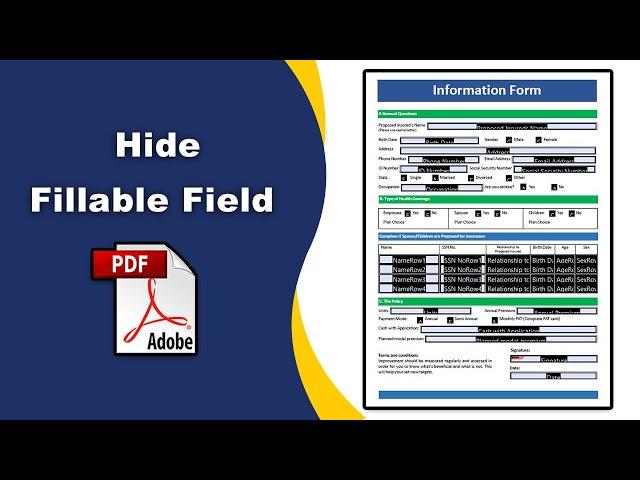 How to hide a fillable field in PDF (Prepare Form) using Adobe Acrobat Pro DC