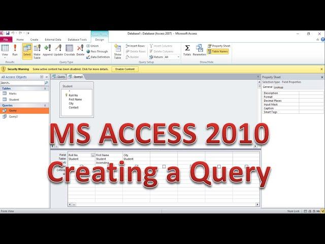 Creating a Query in MS ACCESS 2010 (Support us at rohin-hdfc@ybl & rohin-pnb@ybl)