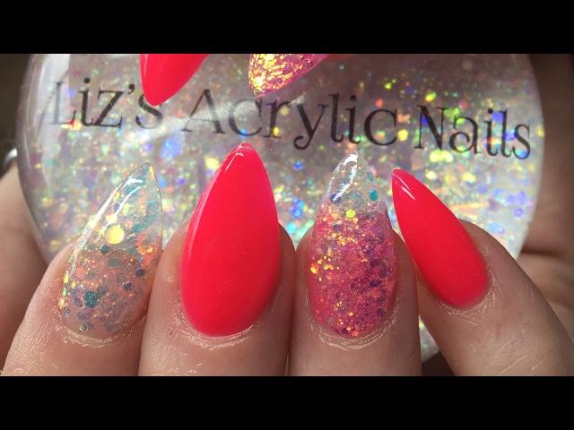 Acrylic Nails | Pink Flamingo | Magic Glitter