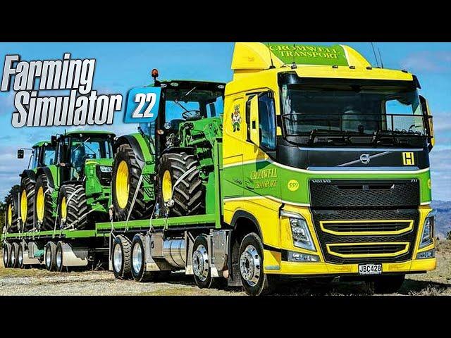 Oversize load in a small map 4 John Deere tractors Delivery | Farming Simulator 22