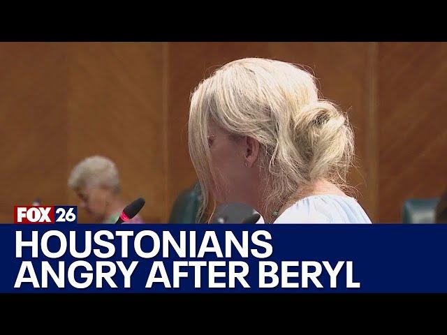Houston residents express ANGER at Houston City Hall over Hurricane Beryl