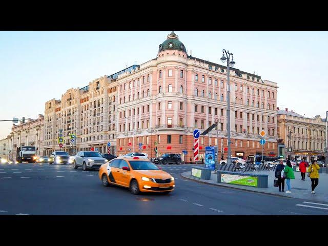 ⁴ᴷ⁶⁰ Cycling Moscow: Moscow Center - from Belorusskaya along Tverskaya, Petrovka to Bolshoi Theatre