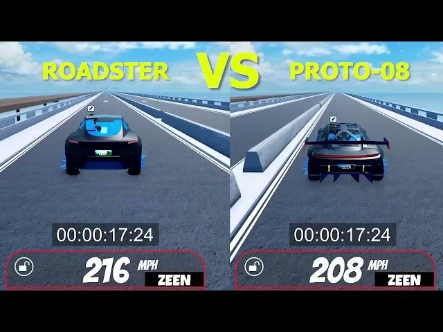 Roadster VS Proto-08 Roblox Jailbreak Speed Test