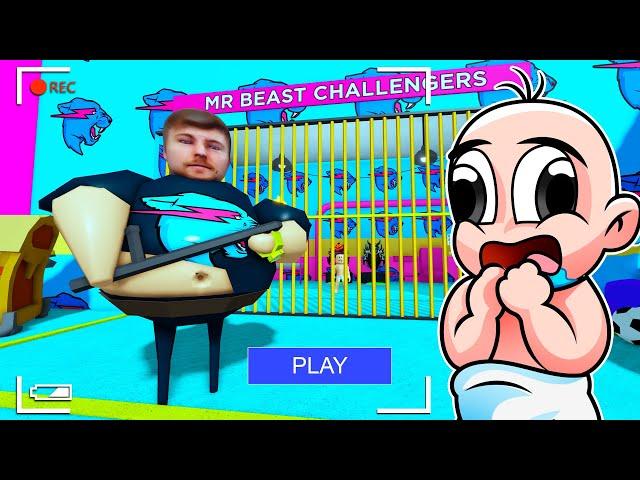 ESCAPA DEL LA PRISION DE MRBEAST  BEBE NOOB ESCAPA DE MrBeast BARRY'S PRISON RUN EN ROBLOX