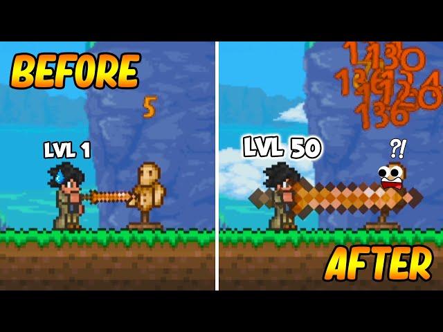 Terraria, But Damaging Enemies UPGRADE The Copper Shortsword…