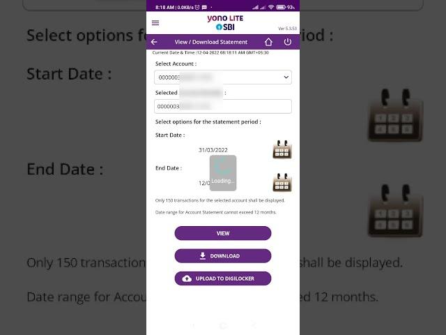 Download Saving Bank account Statement from SBI YONO Lite App in PDF format