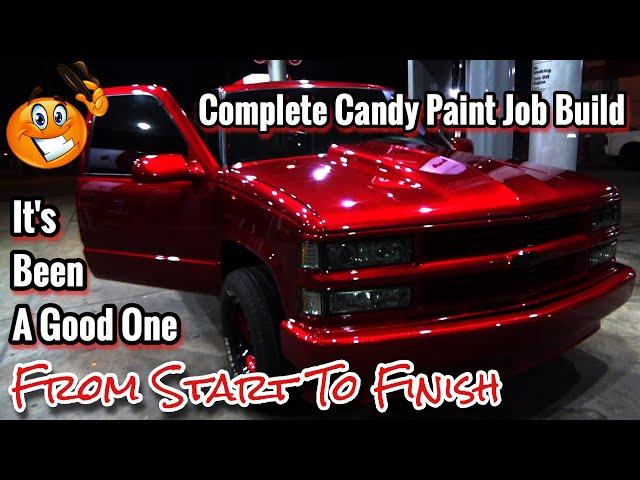 Custom Candy Apple Red Complete Paint Job From Start To Finish OBS 1994 CHEVY SILVERADO TRUCK BUILD