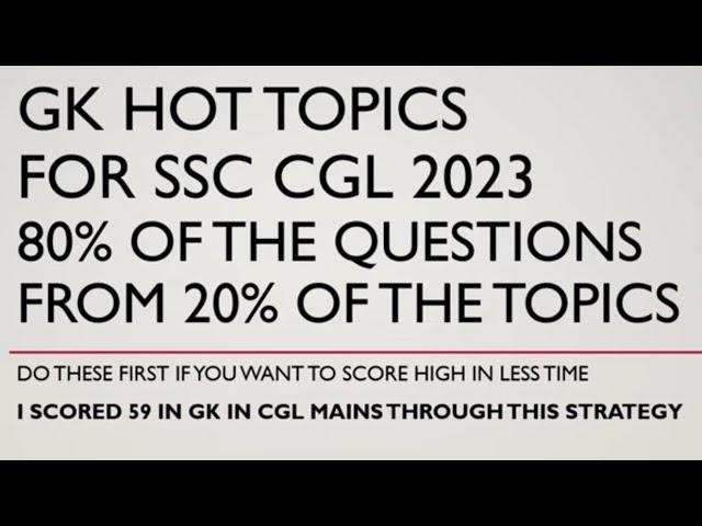 Important Topics in GK for SSC CGL 2023 | Don't Leave these