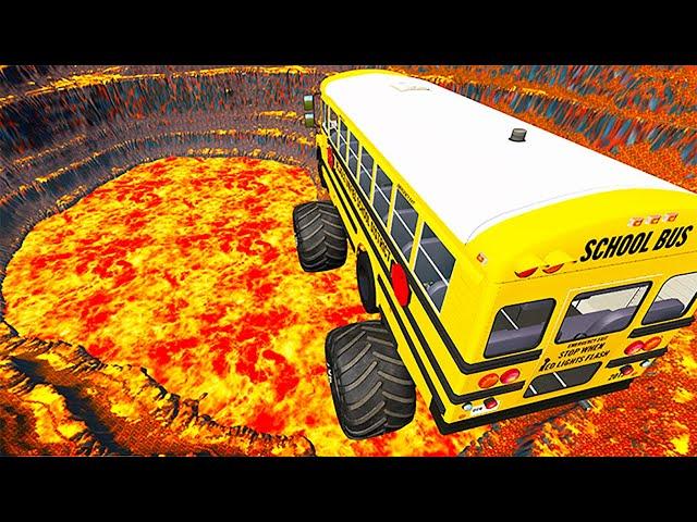 School Bus Jumps & Crashes EpicBeamNGDestruction -  BeamNG.Drive