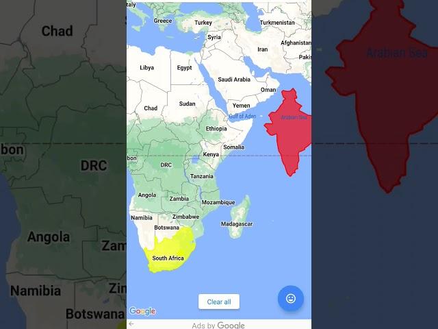 India vs South Africa size comparison #india #africa  #shorts #map #geography #mapping #comparison