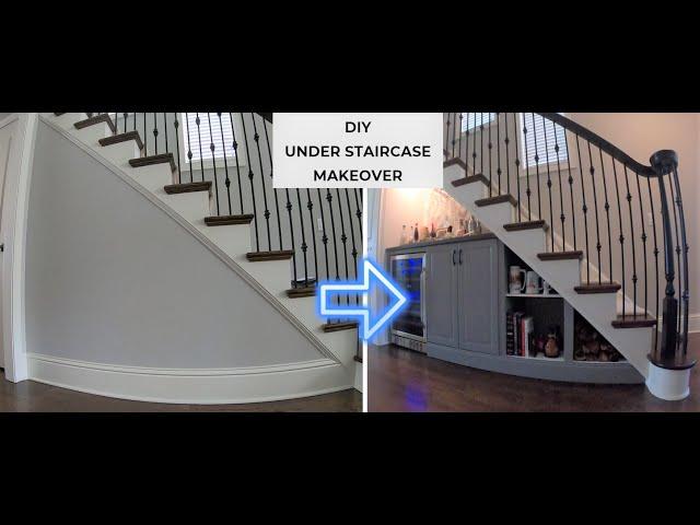 DIY Under Staircase Makeover | Mini Bar and Storage