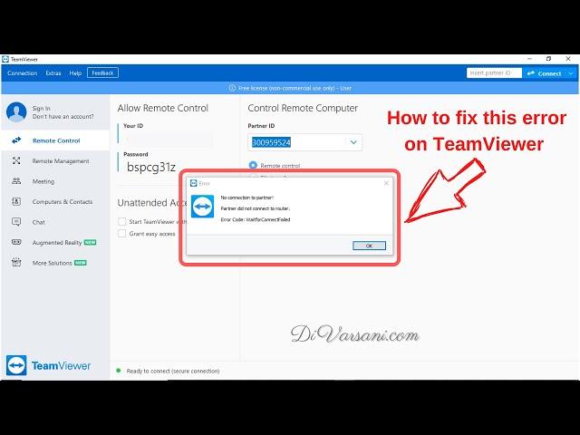 How to fix TeamViewer Error - Error Code: WaitforConnectFailed | No connection to Partner