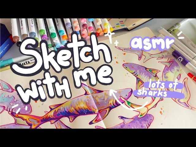 filling a huge sketchbook spread || asmr painting