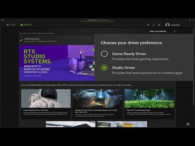 Installing NVIDIA Studio Drivers - Geforce Experience