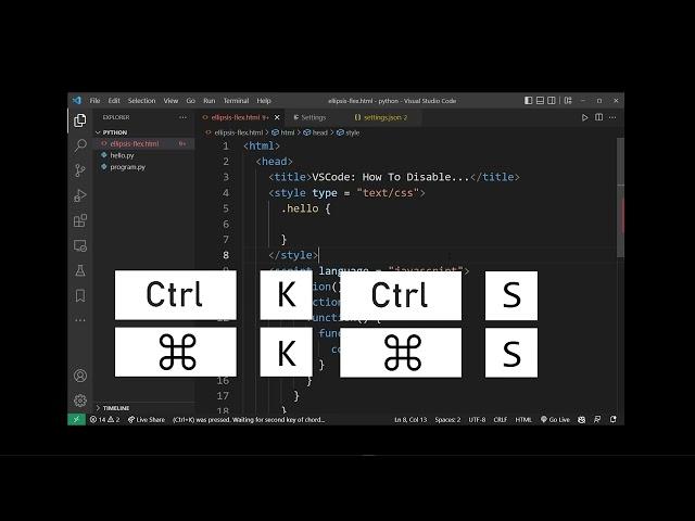 VSCode: How to edit keyboard shortcuts (change or disable default shortcuts)