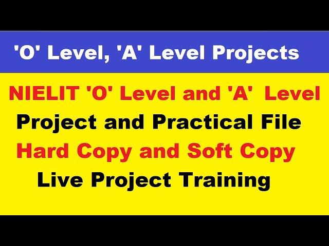 NIELIT 'O' Level and 'A Level Project and Practical File Hard Copy and Running Soft Copy Training