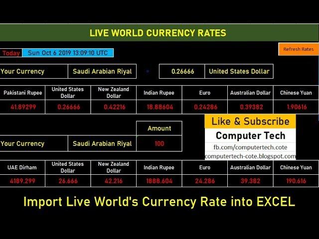 Importing Live World's Currency Rate into Excel