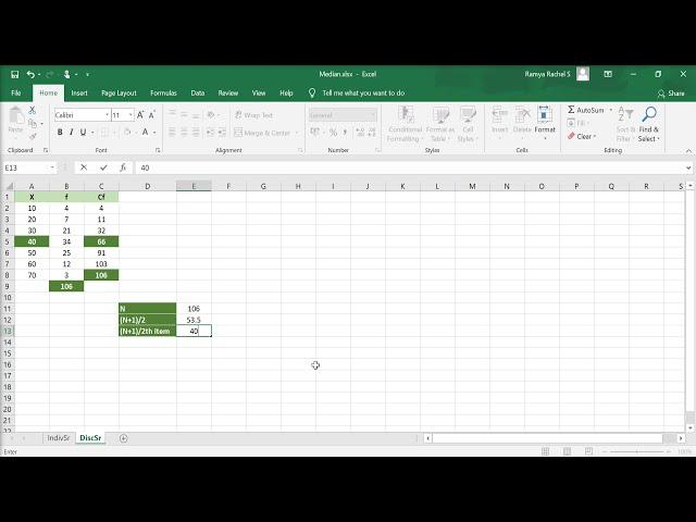 Calculate Median in Excel | Discrete Series