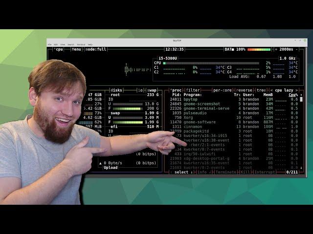 Linux Terminal System Monitors! bpytop / glances / htop