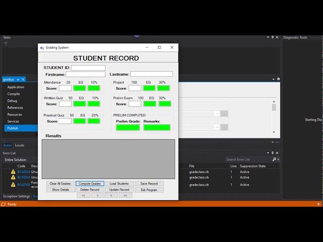 Simple Grading System using VB NET and MS Access Database DEMO