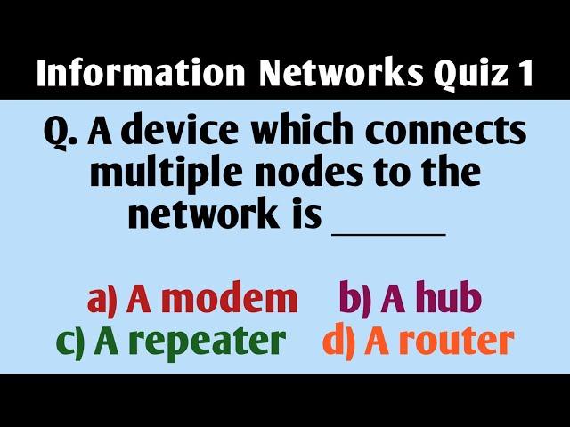 Information Networks Quiz 1 | Computer Science Quiz | Knowledge Enhancer Quizzes