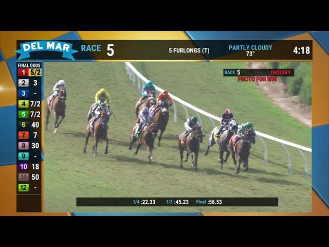 Little Liliana and Kalon Dead Heat to win Race 5 at Del Mar 8/28/21