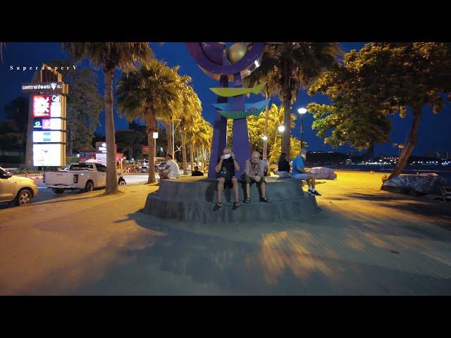 Pattaya Beach Road Night Walk. Thailand, May, 2021