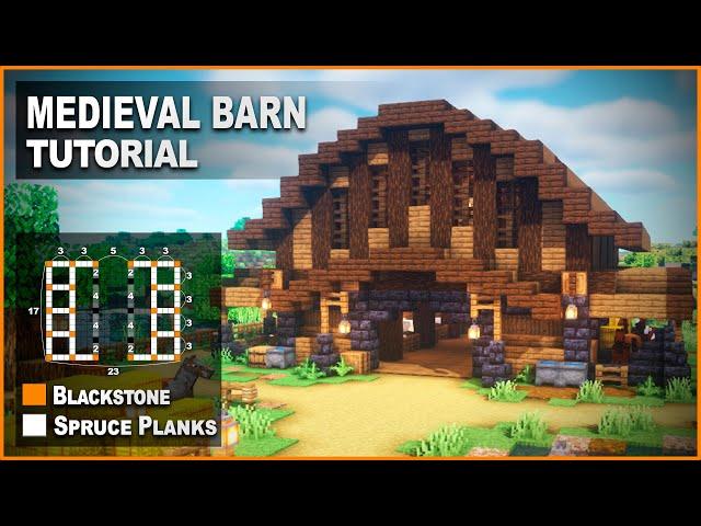 Minecraft: How to build a Aesthetic Medieval Barn | Tutorial 1.17