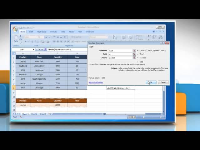 How to use DGET function in Excel :Tutorial