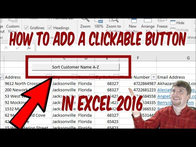 How To Add A CLICKABLE Button In Excel 2016