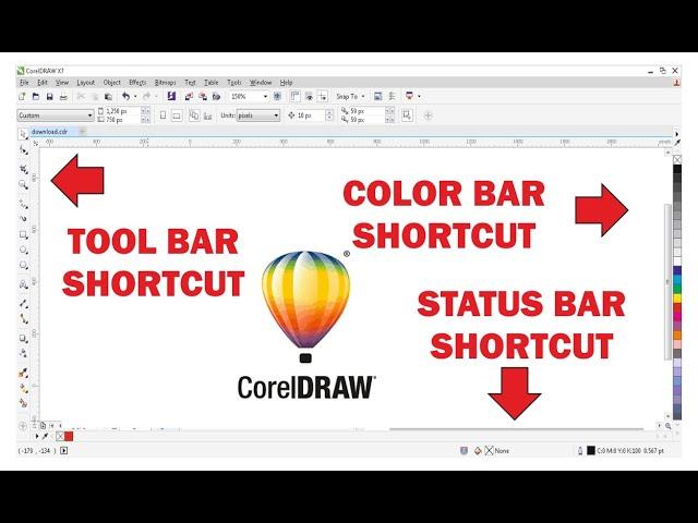 How to setup Status bar, tool box bar, Color bar in coreldraw