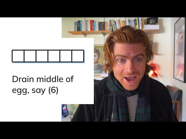 Minute Cryptic Clue #11: Drain middle of egg, say (6) #crypticcrossword