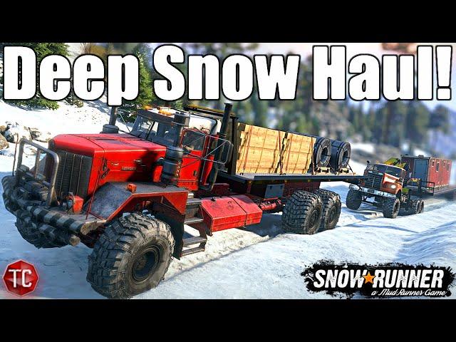 SnowRunner: GIANT CARGO HAUL in DEEP SNOW! NEW Season 11 DLC GAMEPLAY!