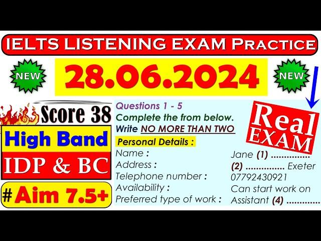 IELTS LISTENING PRACTICE TEST 2024 WITH ANSWERS | 28.06.2024